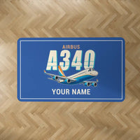 Thumbnail for Airbus A340-200 - Cartoon + Name - Rectangle Carpet - Blue