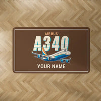 Thumbnail for Airbus A340-200 - Cartoon + Name - Rectangle Carpet - Brown