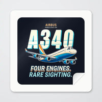 Thumbnail for Airbus A340-200 - Cartoon - Square Sticker - Peel