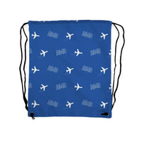 Thumbnail for Airbus A340-200 - Drawstring Bag - 3D Pattern - Blue