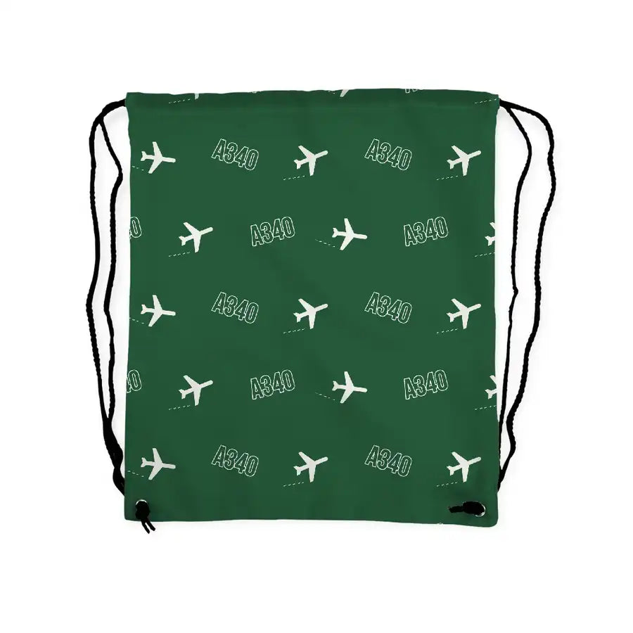 Airbus A340-200 - Drawstring Bag - 3D Pattern - Green
