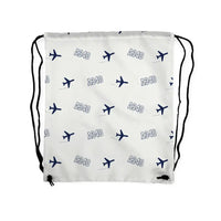 Thumbnail for Airbus A340-200 - Drawstring Bag - 3D Pattern - White