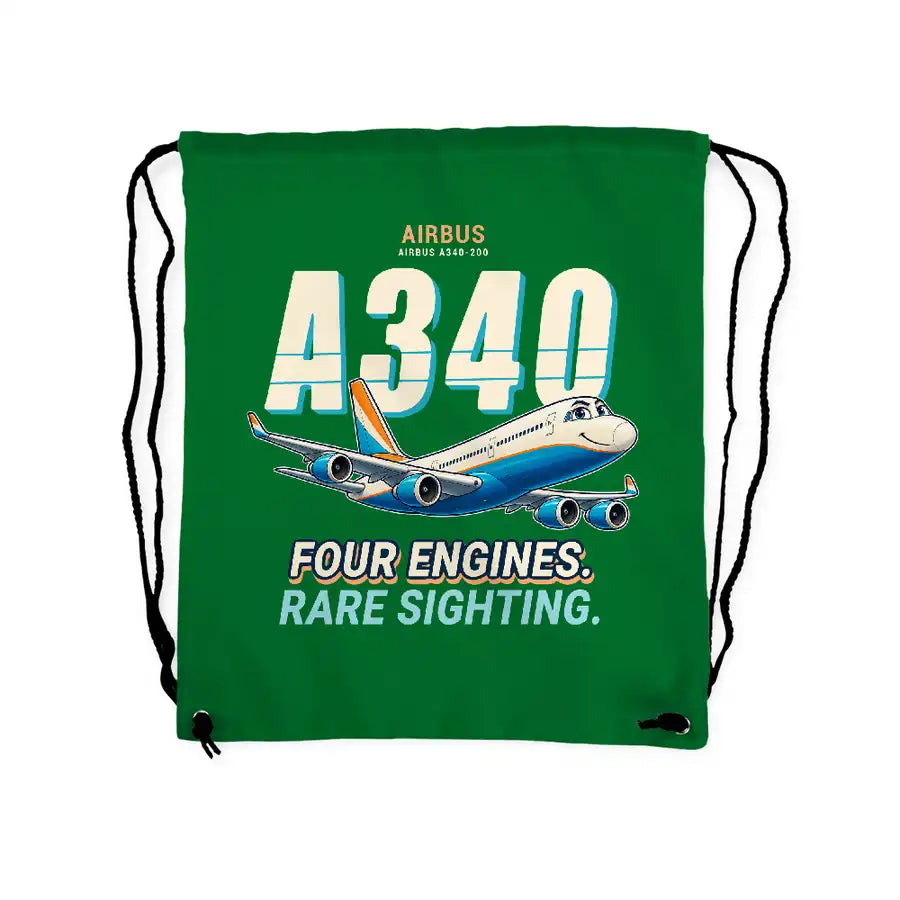 Airbus A340-200 - Drawstring Bag - Cartoon - Green