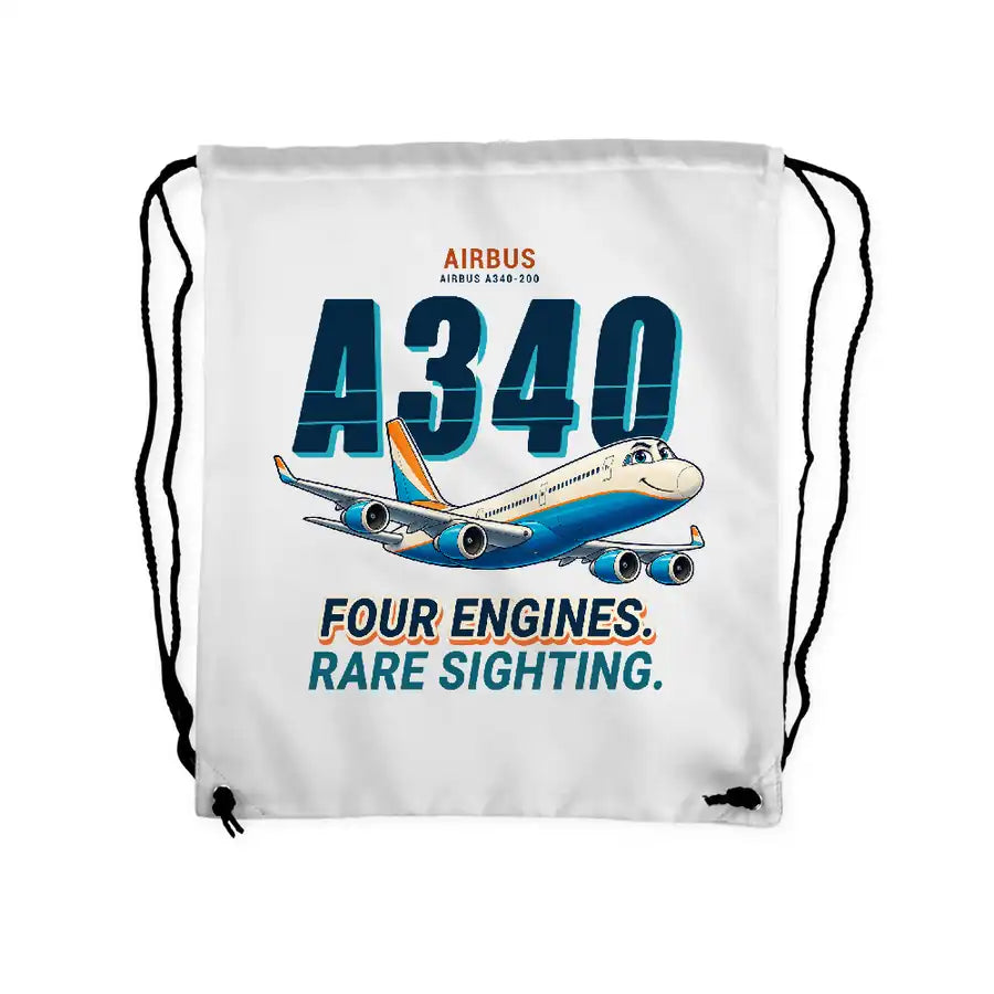 Airbus A340-200 - Drawstring Bag - Cartoon - White
