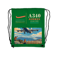 Thumbnail for Airbus A340-200 - Drawstring Bag - Classic - Green