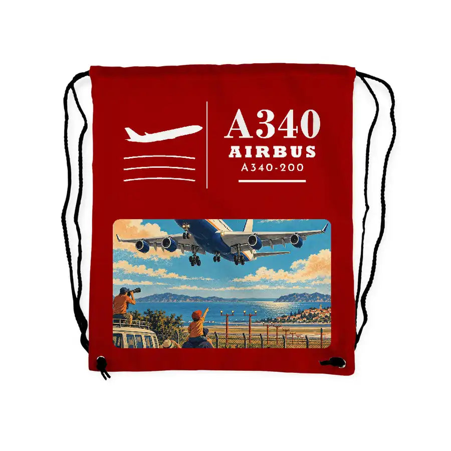 Airbus A340-200 - Drawstring Bag - Classic - Red