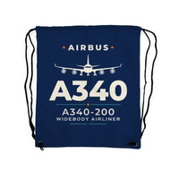 Thumbnail for Airbus A340-200 - Drawstring Bag - Heritage - Dark Blue