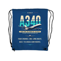 Thumbnail for Airbus A340-200 - Drawstring Bag - Original - Blue