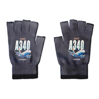 Thumbnail for Airbus A340-200 - Gloves - Cut - Cartoon + Name - Black