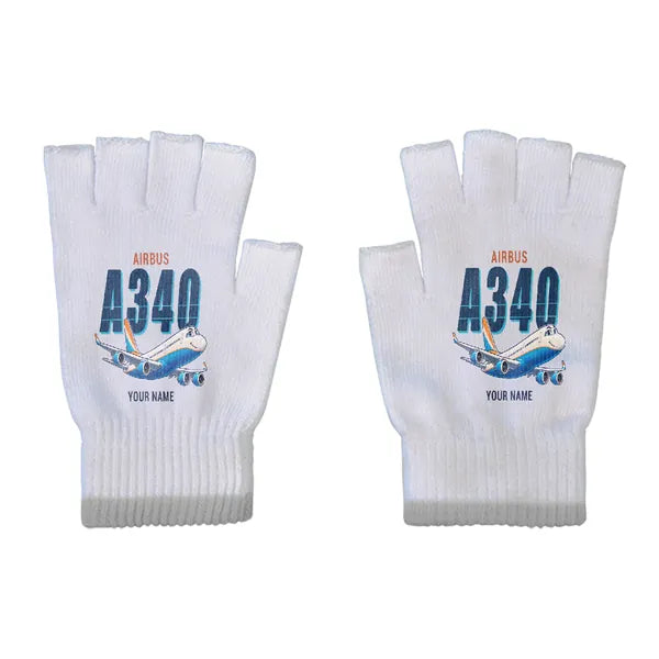 Airbus A340-200 - Gloves - Cut - Cartoon + Name - Light Gray
