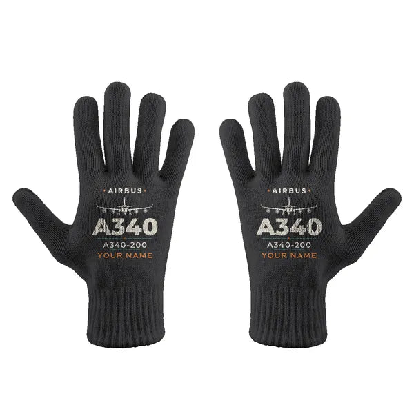 Airbus A340-200 - Gloves - Full - Heritage + Name - Black