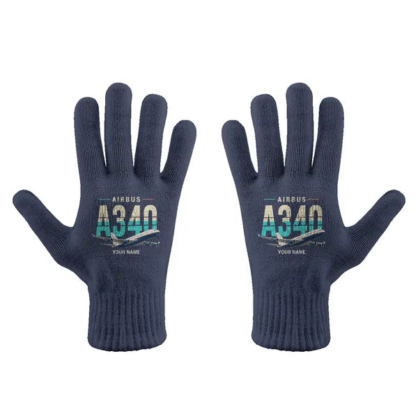 Airbus A340-200 - Gloves - Full - Original + Name - Navy Blue