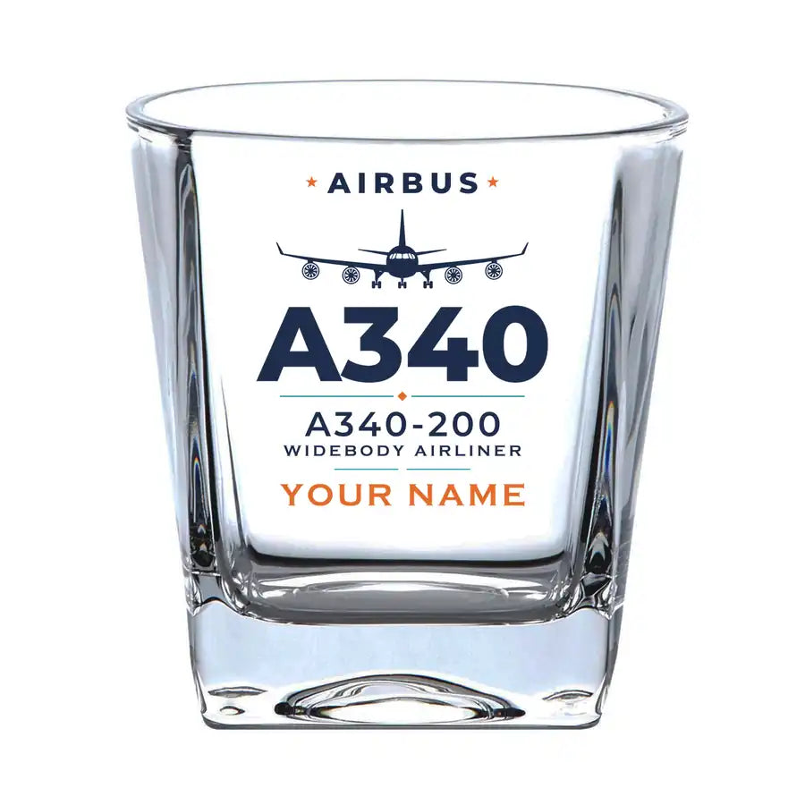 Airbus A340-200 - Heritage + Name - Whiskey Glass