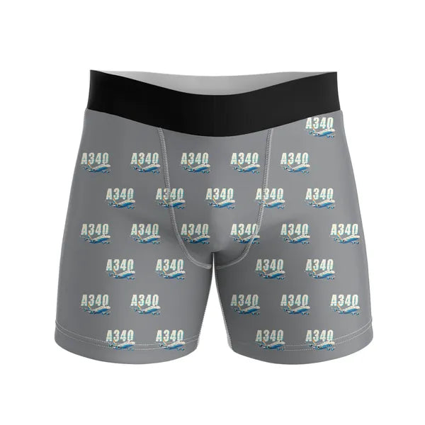 Airbus A340-200 - Men Boxers - Cartoon Pattern - Gray