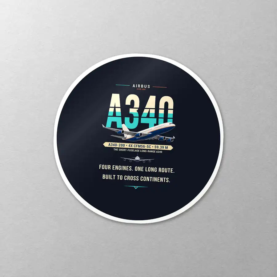 Airbus A340-200 - Original - Circle Sticker - Close-up