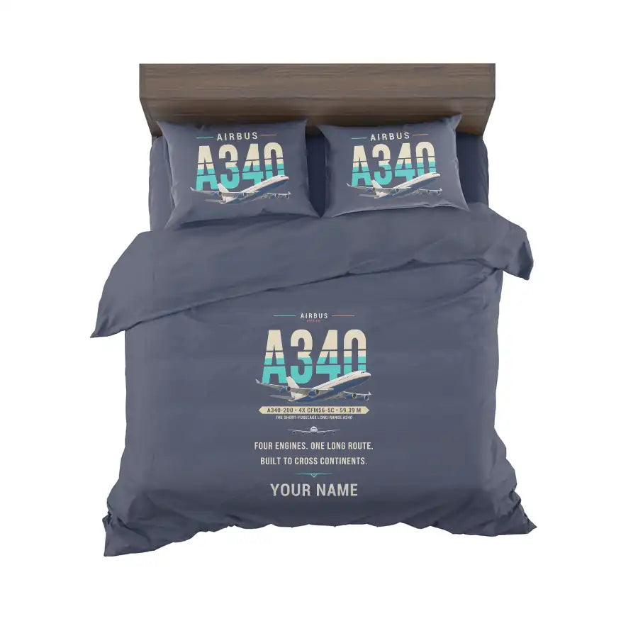 Airbus A340-200 - Original + Name - Bedding Set - Navy Blue