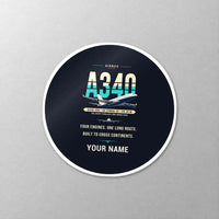 Thumbnail for Airbus A340-200 - Original + Name - Circle Sticker - Close-up