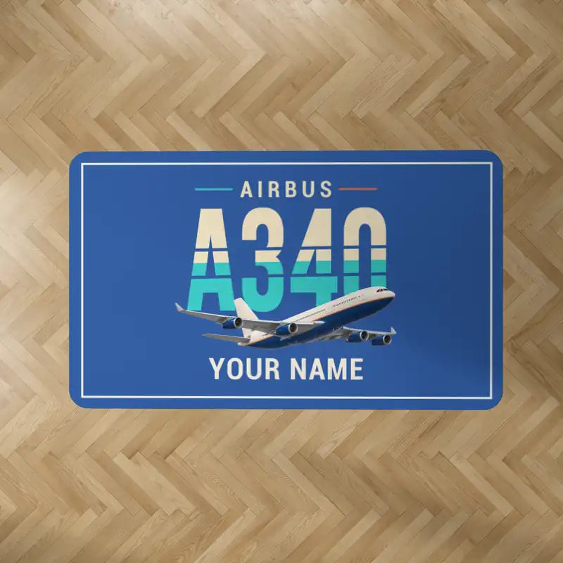 Airbus A340-200 - Original + Name - Rectangle Carpet - Blue