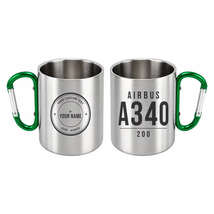 Airbus A340-200 - Outdoors Mug - Tag + Name - Green