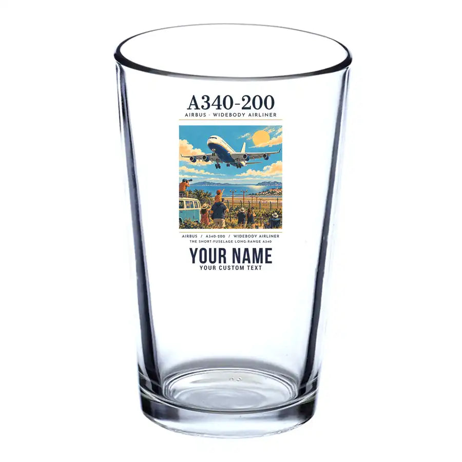 Airbus A340-200 - Poster + Name - Beer & Water Glass