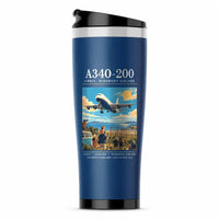 Thumbnail for Airbus A340-200 - Poster - Stainless Steel (No Holder) - Blue