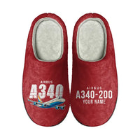 Thumbnail for Airbus A340-200 - Slippers - Cotton - Cartoon + Name - Red