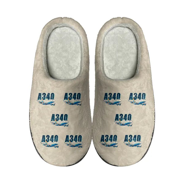 Airbus A340-200 - Slippers - Cotton - Cartoon Pattern - Beige