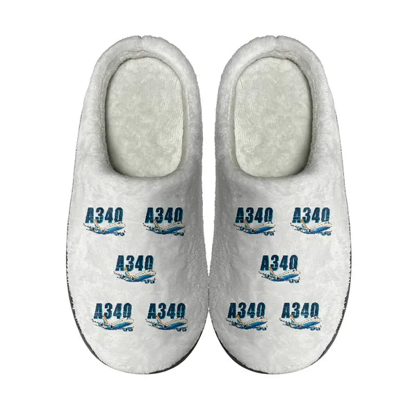 Airbus A340-200 - Slippers - Cotton - Cartoon Pattern - White