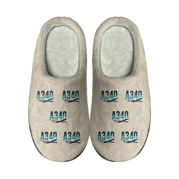 Airbus A340-200 - Slippers - Cotton - Original Pattern - Beige