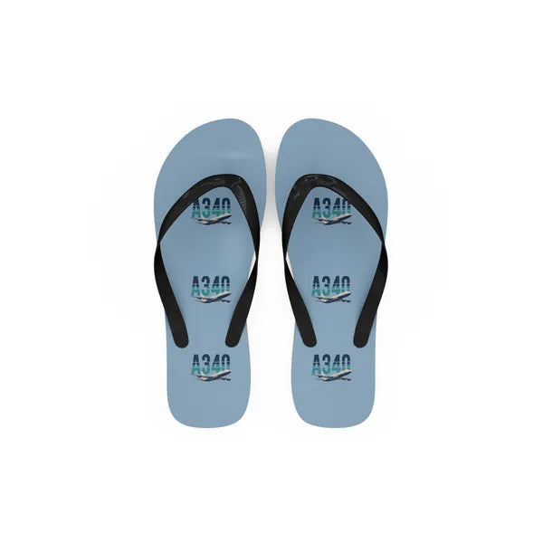 Airbus A340-200 - Slippers - Flip Flops - Original Pattern - Light Blue