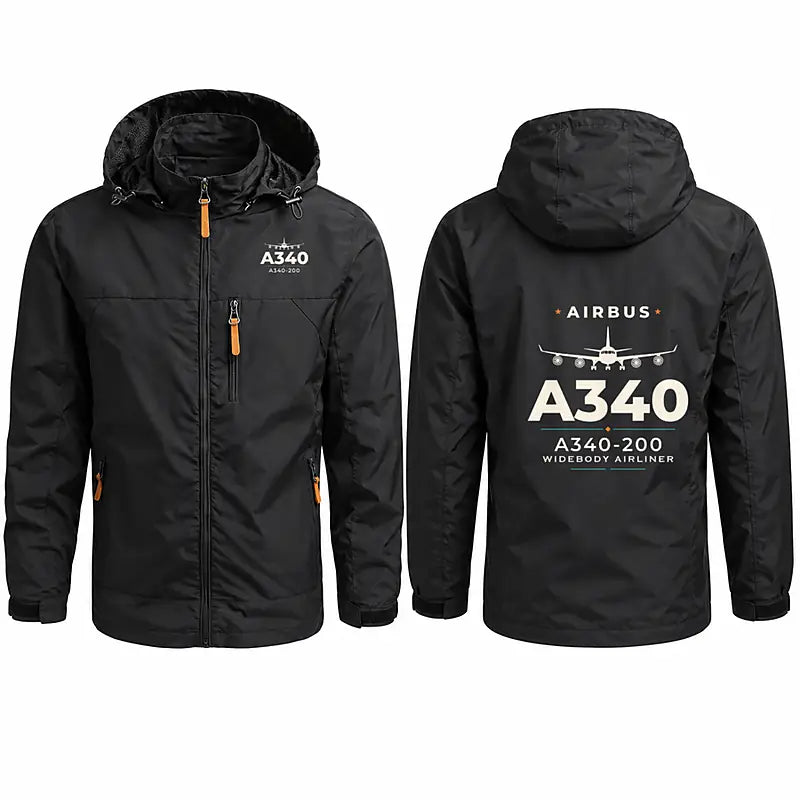 Airbus A340-200 Stylish Jackets - Hooded Windbreaker - Heritage - Black