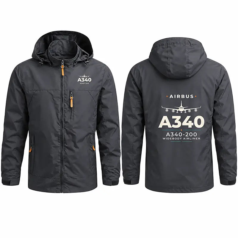 Airbus A340-200 Stylish Jackets - Hooded Windbreaker - Heritage - Charcoal