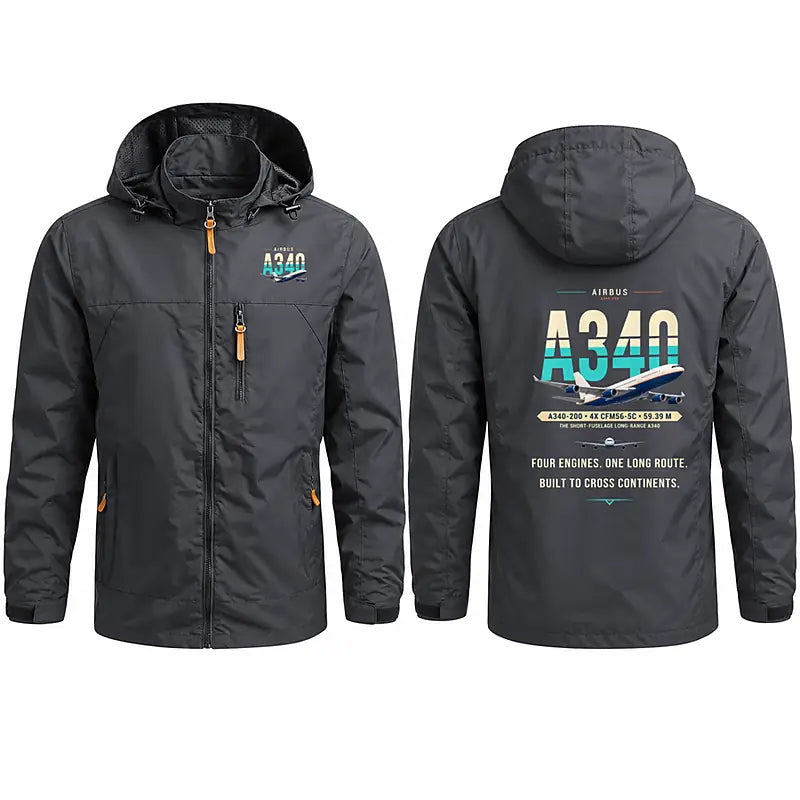 Airbus A340-200 Stylish Jackets - Hooded Windbreaker - Original - Charcoal