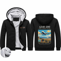 Thumbnail for Airbus A340-200 Zipped Sweatshirts - Poster - Black