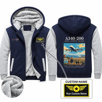 Thumbnail for Airbus A340-200 Zipped Sweatshirts - Poster + Name - Navy & Gray