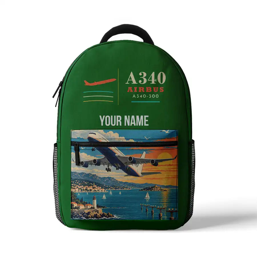 Airbus A340-300 - 3D Backpack - Green + Name