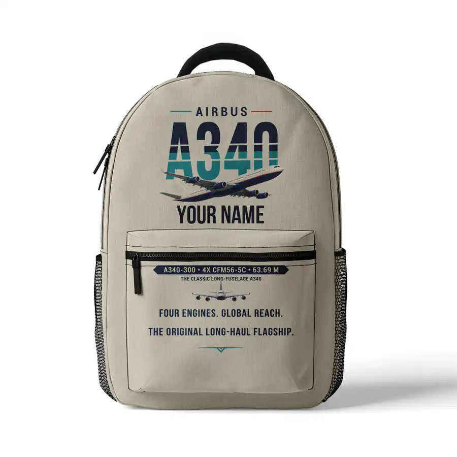 Airbus A340-300 - 3D Backpack - Original + Name - Beige