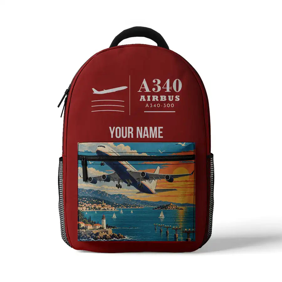 Airbus A340-300 - 3D Backpack - Red + Name