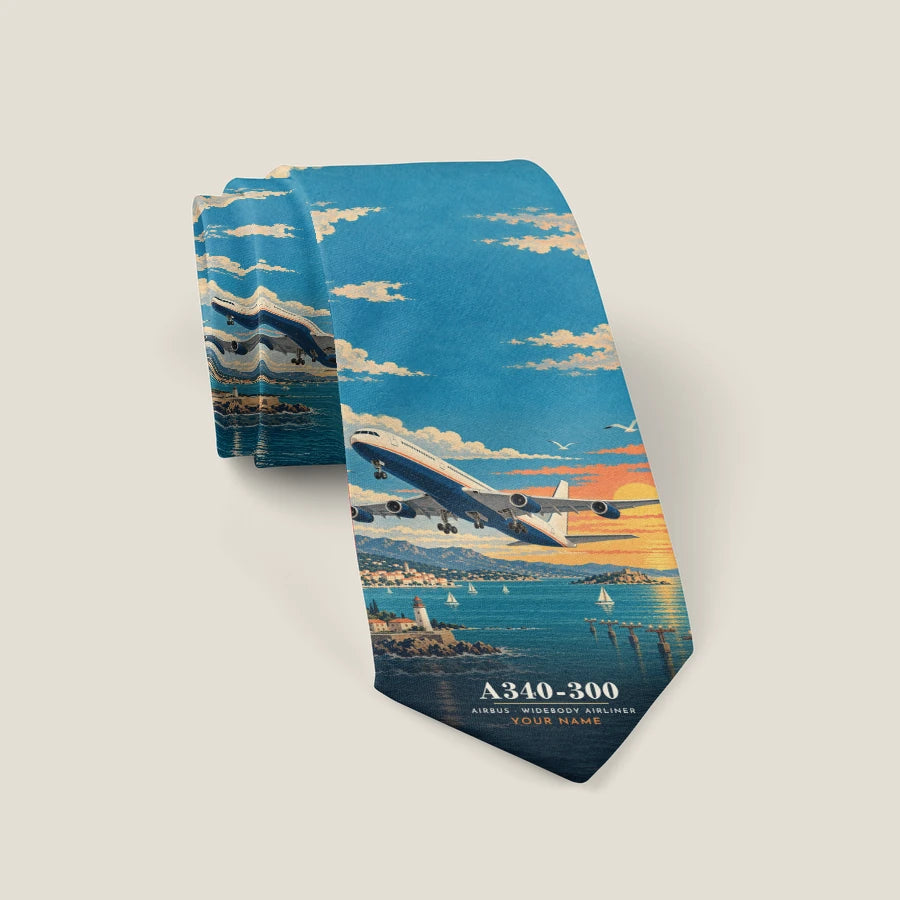 Airbus A340-300 - 3D + Name - Tie - Full Print