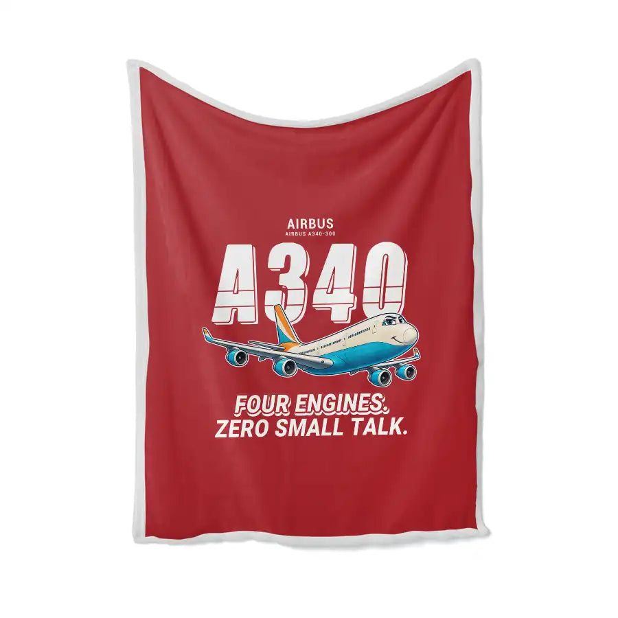 Airbus A340-300 - Cartoon - Blanket - Red
