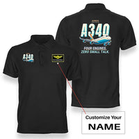 Thumbnail for Airbus A340-300 - Cartoon - Double-Side Polo - Black + Name