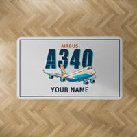 Thumbnail for Airbus A340-300 - Cartoon + Name - Rectangle Carpet - Light Gray