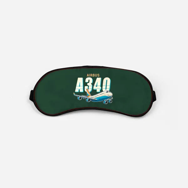 Airbus A340-300 - Cartoon - Sleep Mask - Dark Green