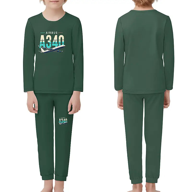 Airbus A340-300 - Children Pajamas - Original Chest - Dark Green