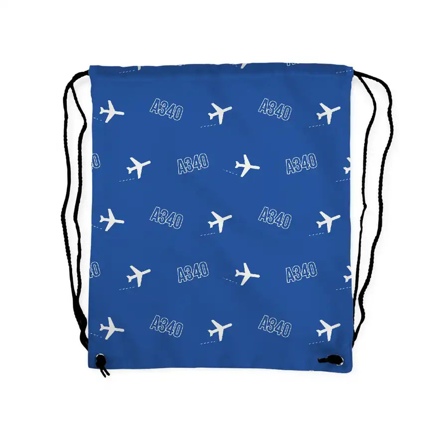 Airbus A340-300 - Drawstring Bag - 3D Pattern - Blue