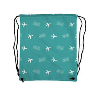 Thumbnail for Airbus A340-300 - Drawstring Bag - 3D Pattern - Turquoise