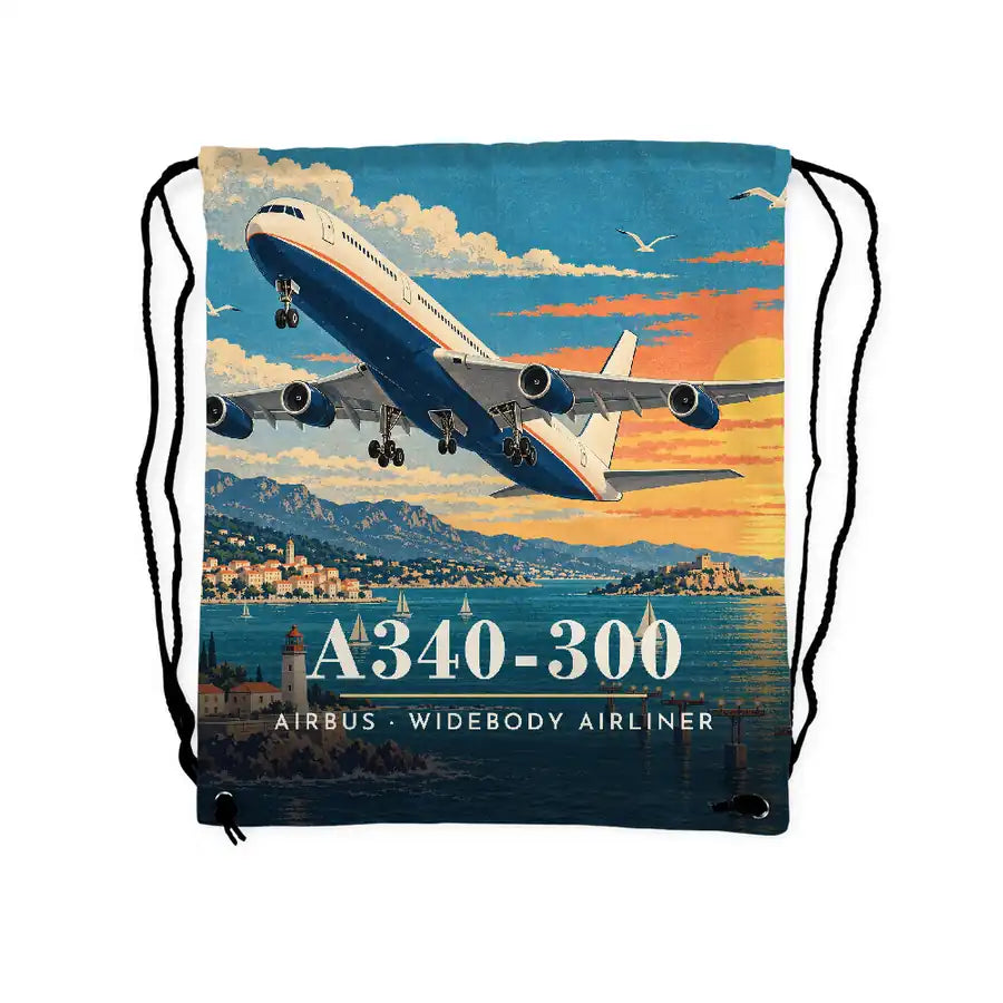 Airbus A340-300 - Drawstring Bag - 3D Scene