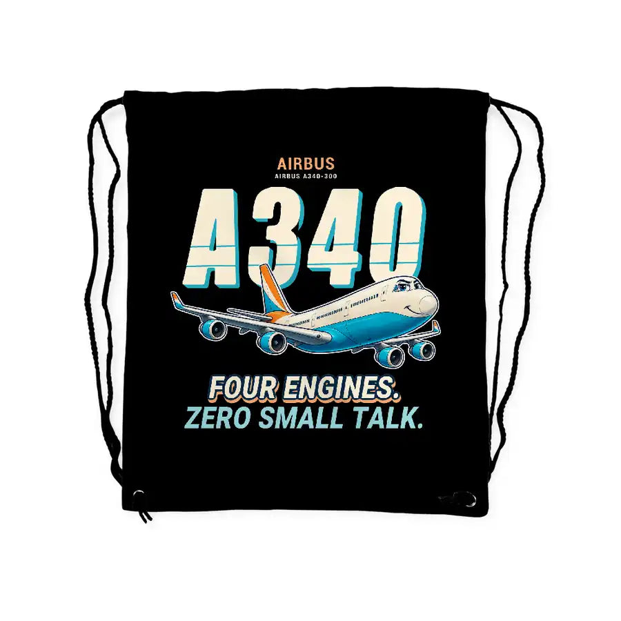 Airbus A340-300 - Drawstring Bag - Cartoon - Black