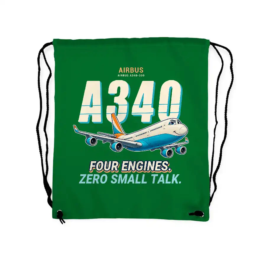 Airbus A340-300 - Drawstring Bag - Cartoon - Green