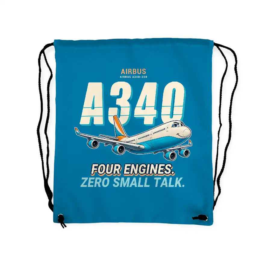 Airbus A340-300 - Drawstring Bag - Cartoon - Light Blue